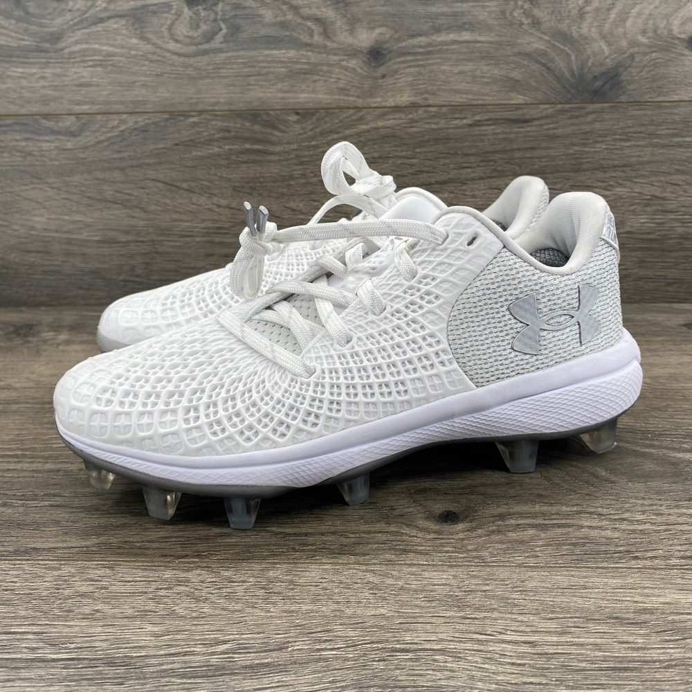 Under Armour Glyde ST Metal Cleats Women Size 7 White Silver 3026603-100